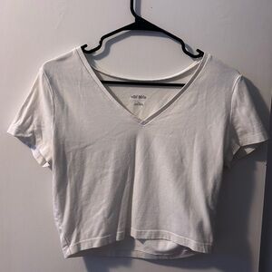 Wild Fable White V-Neck Crop Top